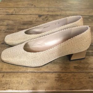 Stuart Weitzman woven gold heals